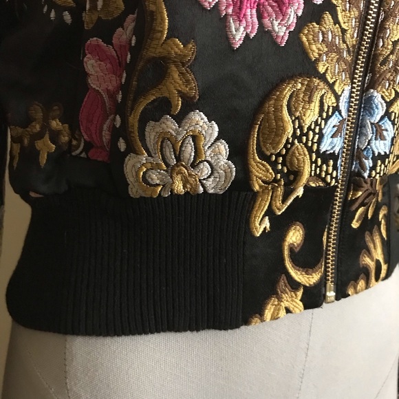 Floral Brocade Jacket with Faux Fur Collar - Picture 9 of 11